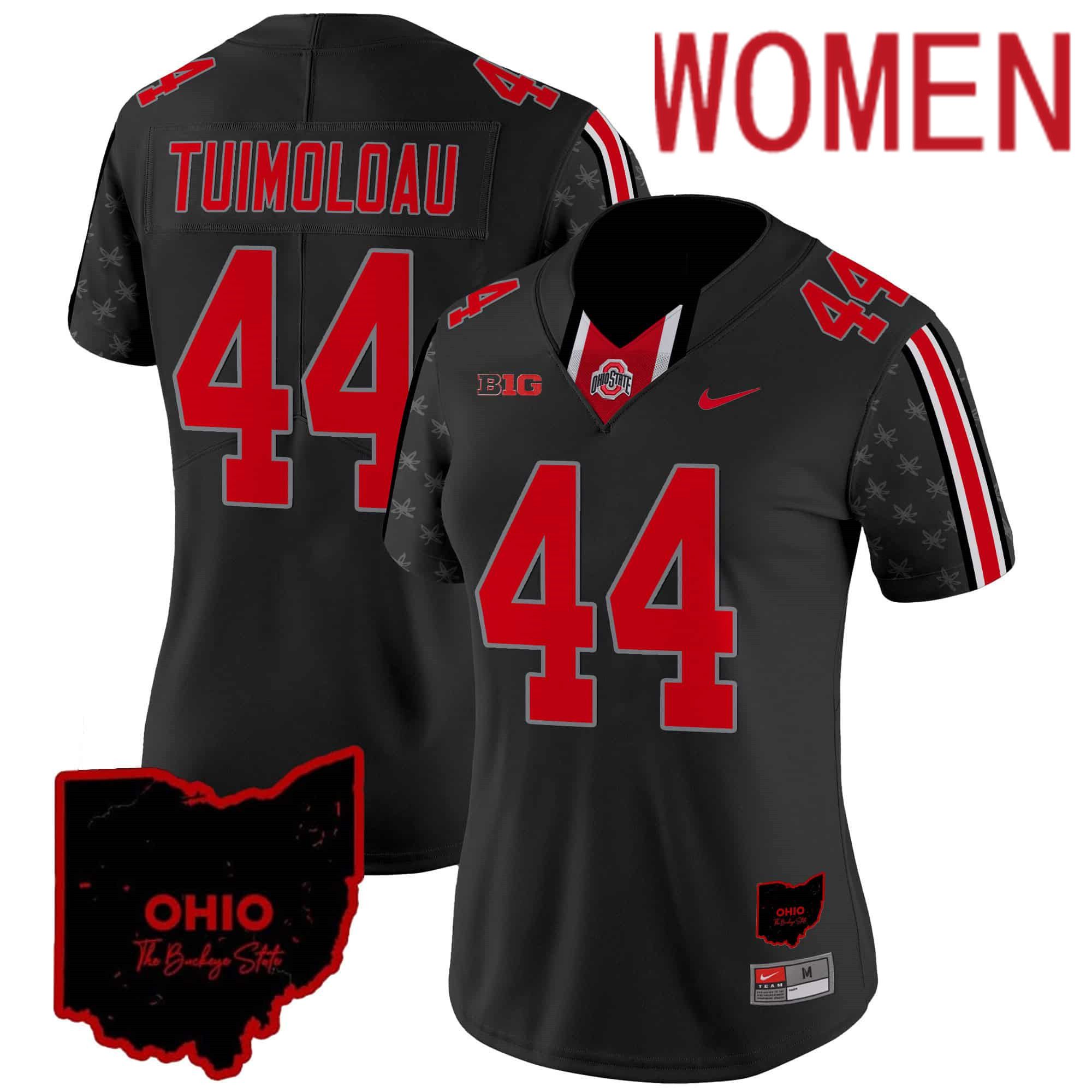 Women Ohio State Buckeyes #44 Tuimoloau Black 2024 Nike Home Patch Vapor Limited NCAA Jersey